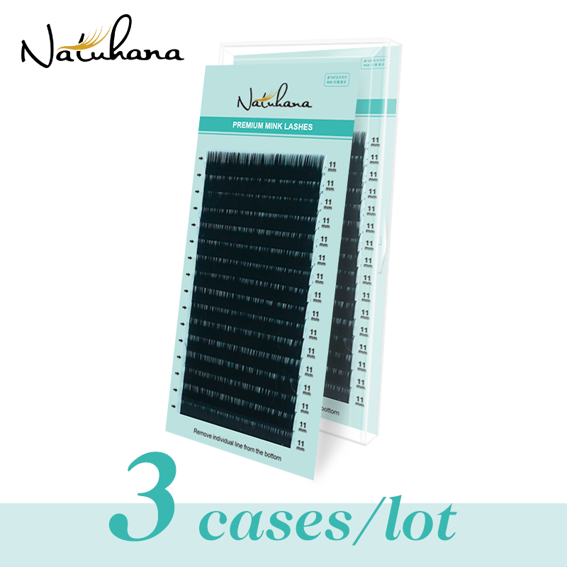 Eyelash Extension Korea Natural - NATUHANA 3Cases/Lot Mink Eyelash Extension16Rows Natural