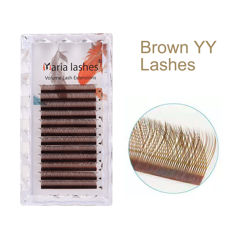 Eyelash Extension Yelix - MARIA Brown YY Shaped Eyelash Colorful