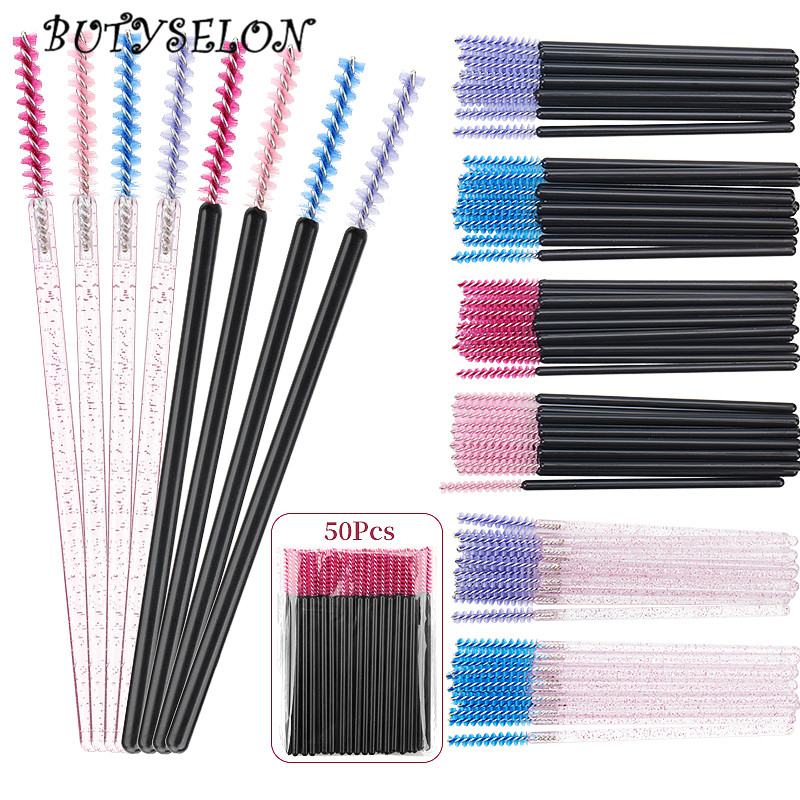 Micro Brush Applicator - 50pcs Disposable Eyelash Brush Crystal Eyebrow