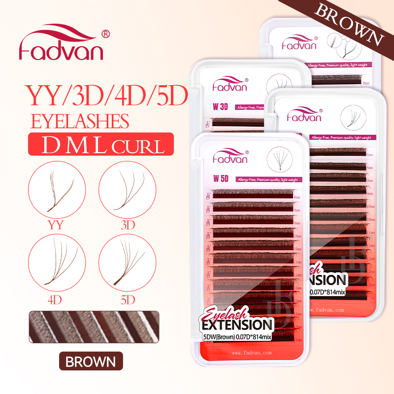 Eyelash Extension Yelix - FADVAN Brown 4D/3D/5D lashes W Shape