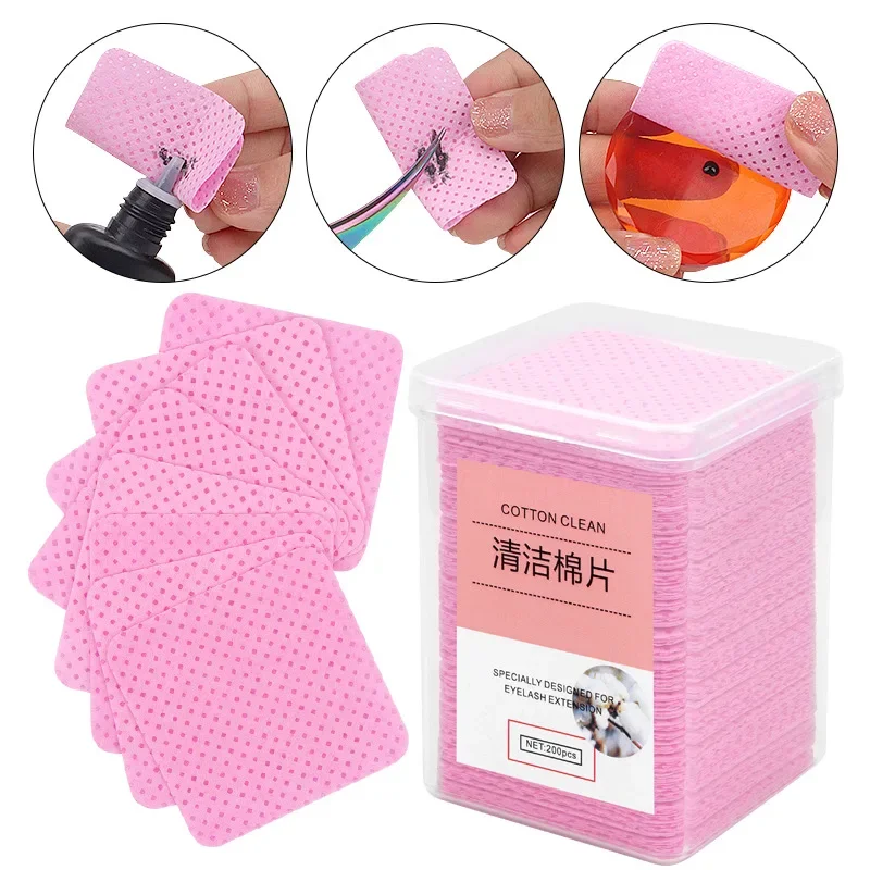 Eyelash Extension Glasses - Eyelash Glue Remover Wipe 200PCS Cotton